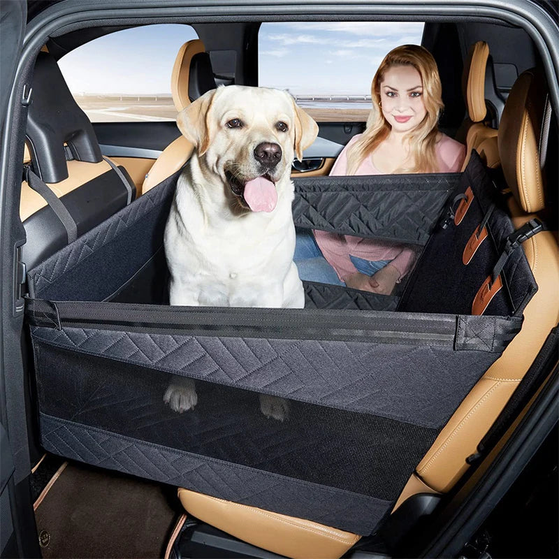 Waterproof Dog Car Seat Hammock for Medium Large Dogs Back Seat Extender Pet Carseat Universal Fit with Non-Slip Suction Cups