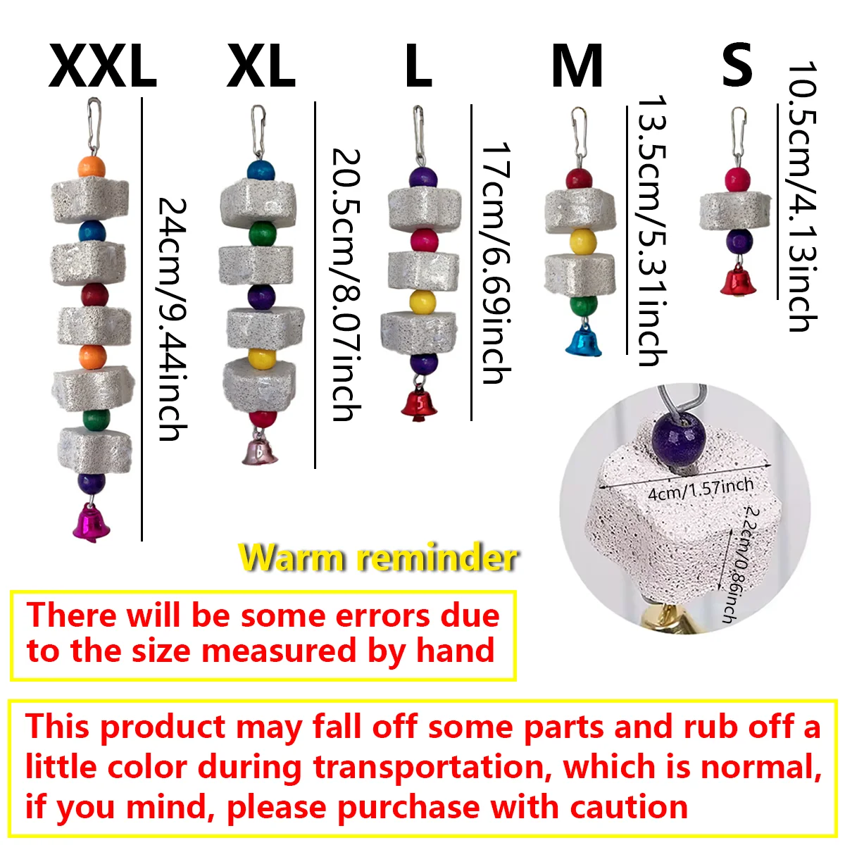 1 Piece of Multi-Color Parrot Beak Grinding Calcium Stone Cage Toy with Bell, Flower Shaped Hanging Chew Toy