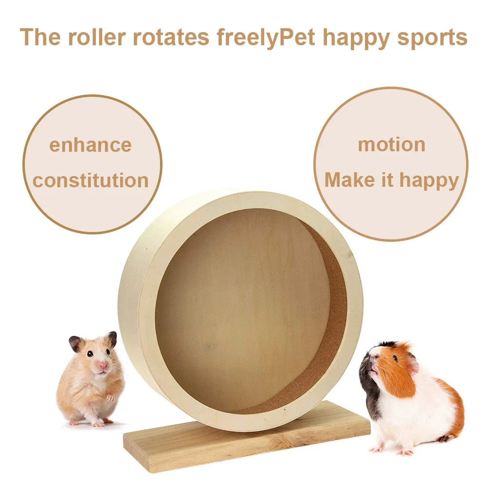 Natural Wood Hamster Wheel Running Toy Roller Exercise Wheel for Small Pets Sports Wheel Accessory for Hamsters