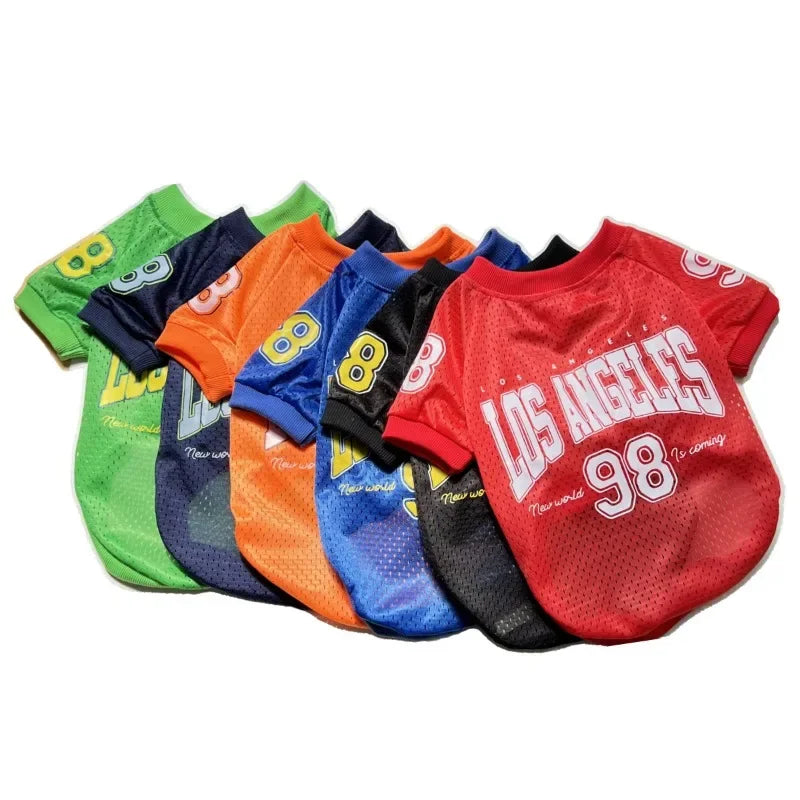 Mesh Breathable Dog Clothes Schnauzer Teddy Sport Large Dog Jersey Basketball Clothing Puppy T-Shirts Summer Pet Cat Shirts
