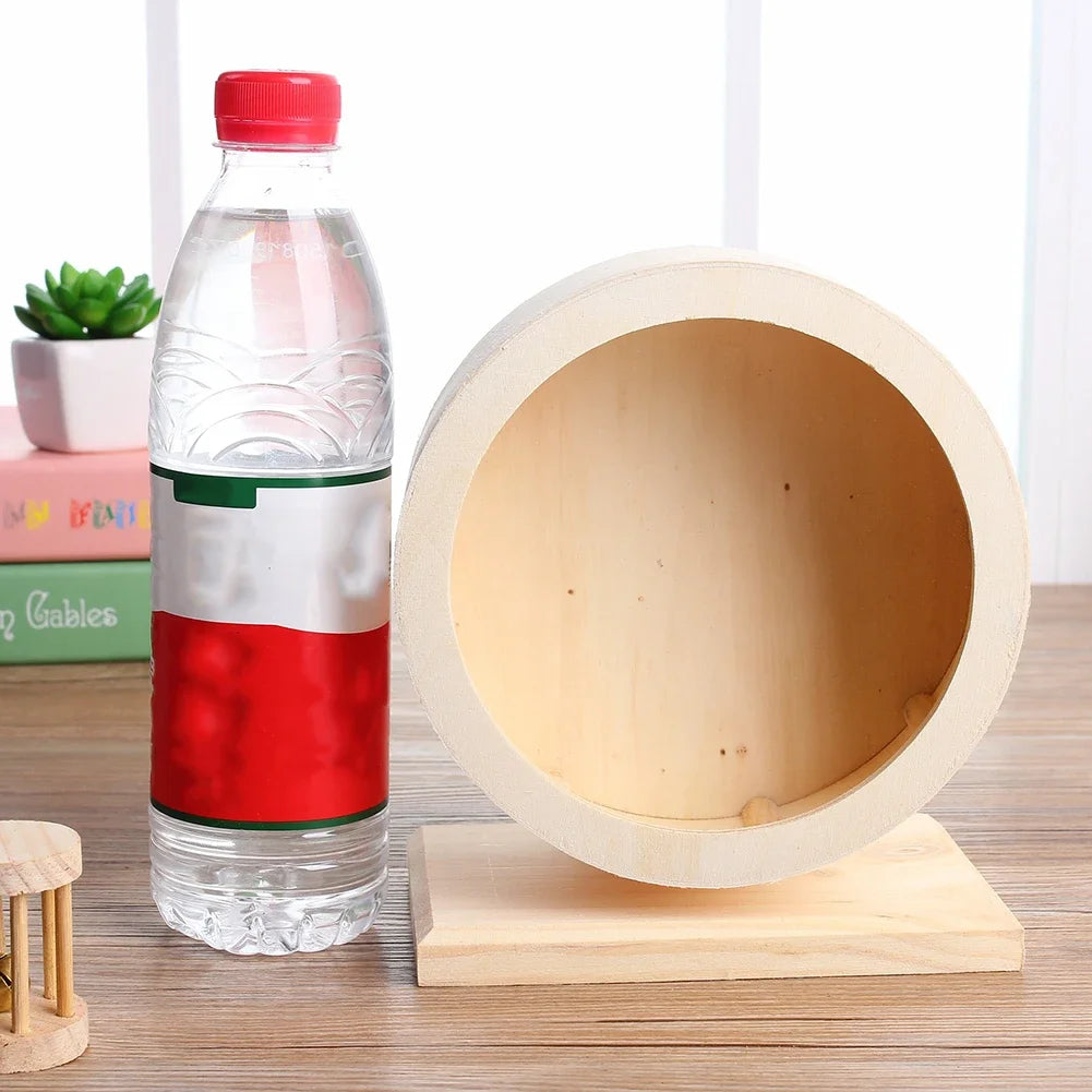 Natural Wood Hamster Wheel Running Toy Roller Exercise Wheel for Small Pets Sports Wheel Accessory for Hamsters