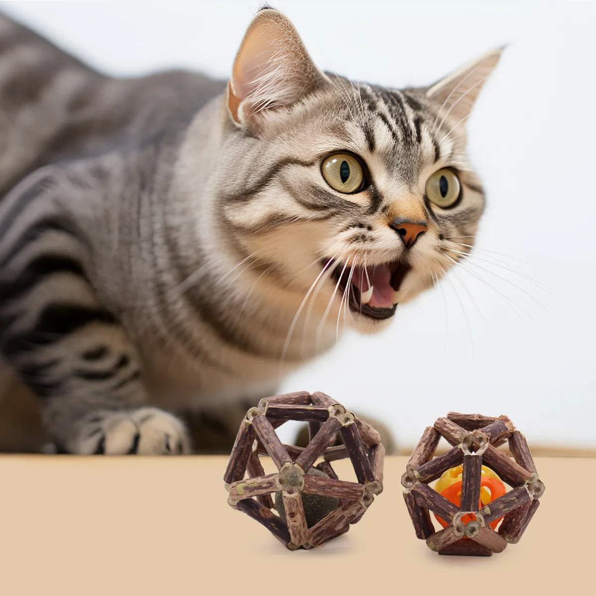 Cat Toy Self-Play Mint Ball Silver Vine Bell Molar Pet Supplies for Cats Wholesale