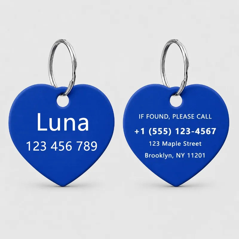 Personalized Custom Aluminum Heart Shape Pet Dog ID Tag Cat Puppy Name Pendant Tags Pets Tag Collar Anti-lost Nameplate