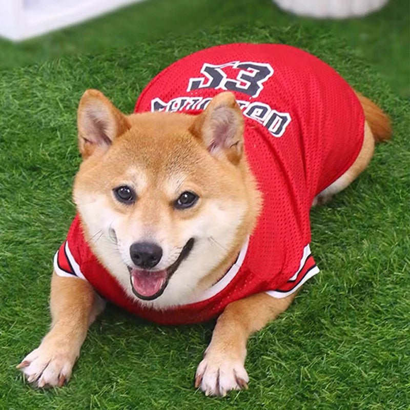 Summer Pet Clothing Medium Large Dogs Sunscreen Clothes Bulls team Jerseys Vest Mesh Breathable Thin T-shirt Casual Dog Outfits