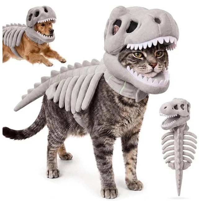 Dinosaur Skeleton Pet Costume Dog Cat Clothes Pink Puppy Clothing Funny Cosplay Outfit Small Dogs Cats Party Supplies