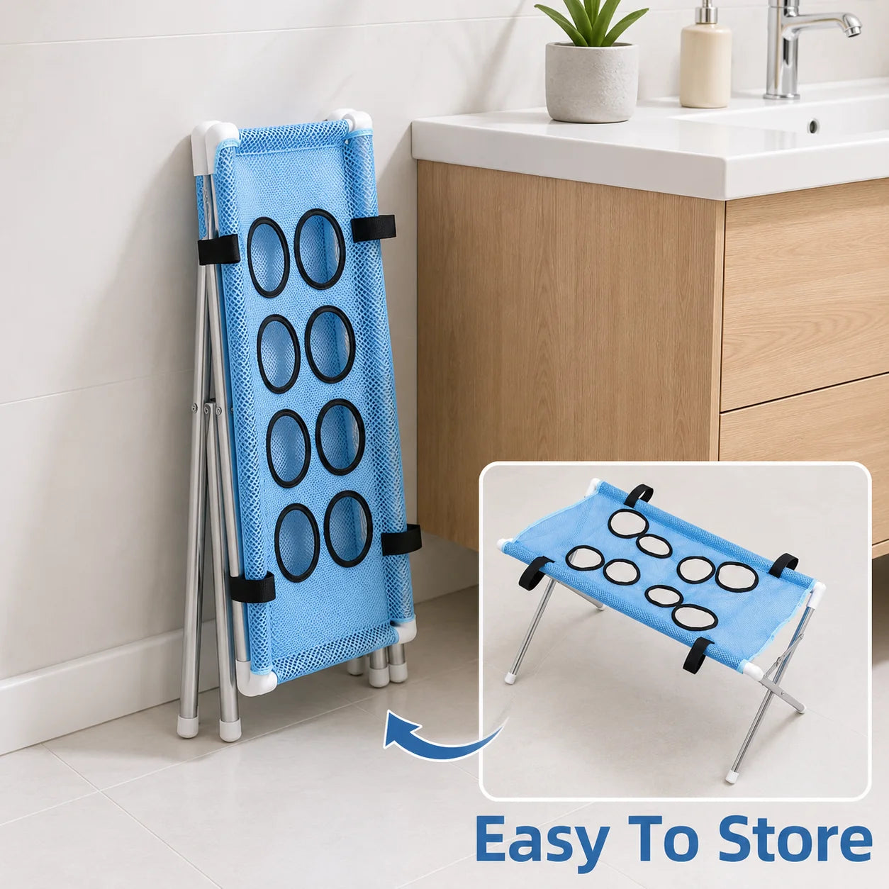 Pet Bathing Hammock Stand Foldable Dog Cat Grooming Drying Table Breathable Mesh Bath Helper for Small Pets