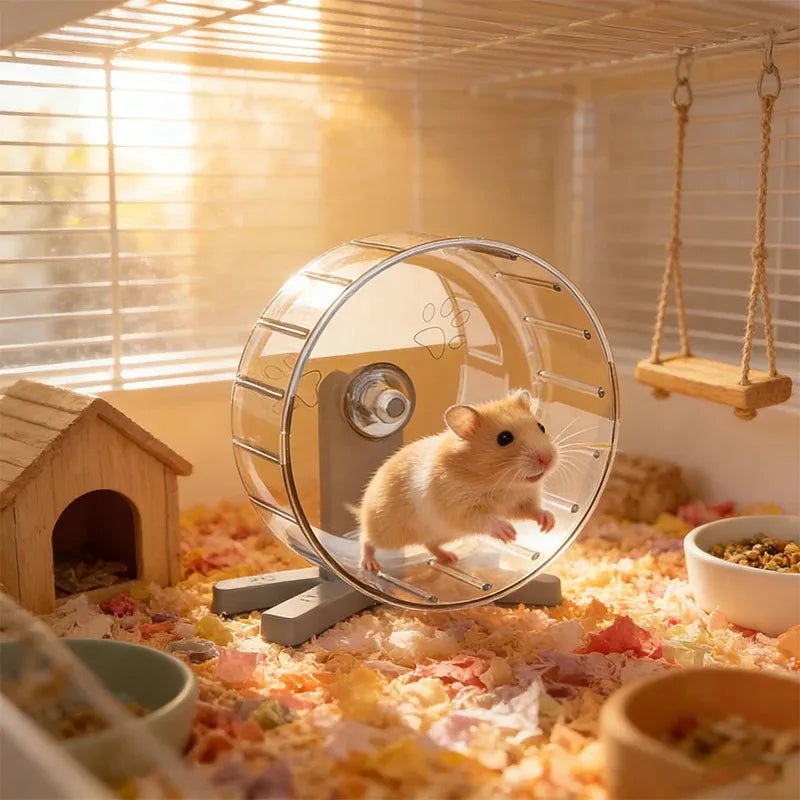 Hamster Exercise Wheel with Stand Large Running Wheel for Syrian Hamsters & Gerbils Pet Toy Cage Accessory