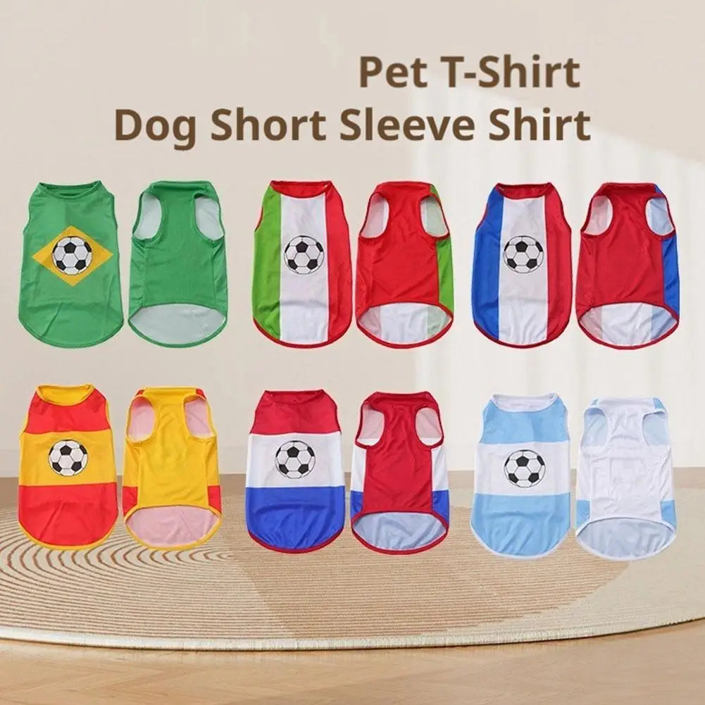 Pet Dog Clothes Football Jersey Dog Shirt Outfit National Flag Design Breathable Mesh Dog Vest for Small Medium Dogs Summer