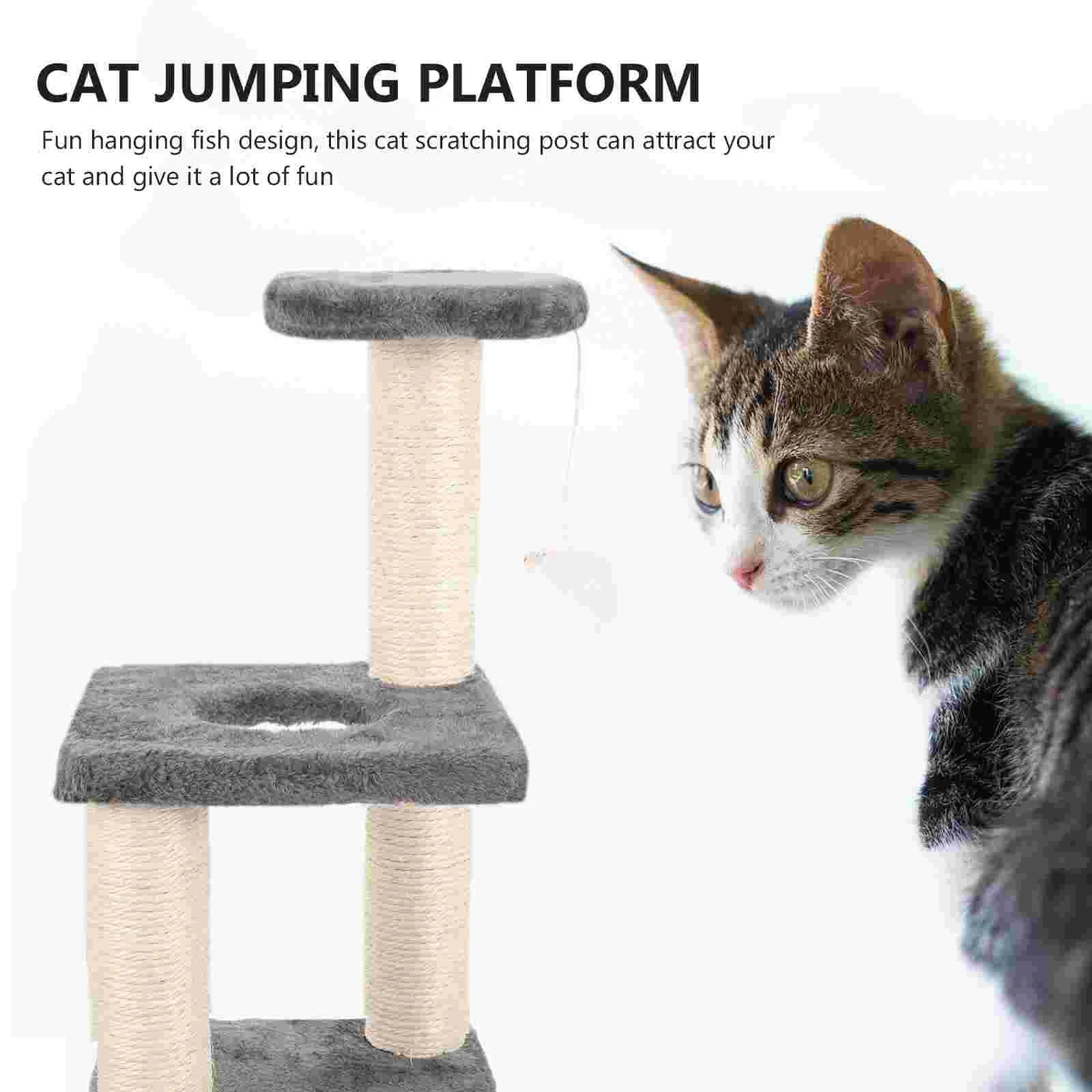 Cat Tree Towers Climbing Frame Trees One-piece & Wear-resistant Scratching Pole Light Grey Comfortable Kitten Scratcher Pet