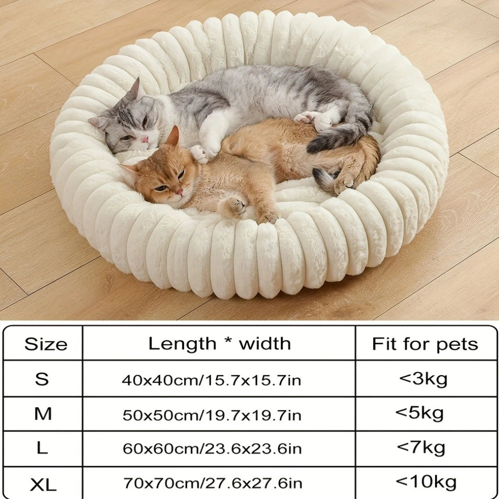 Warm Round Donut Cat Bed Ultra Soft Plush Pet Nest Cozy Deep Sleep Bed for Small Medium Cats Dogs Pet Supplies