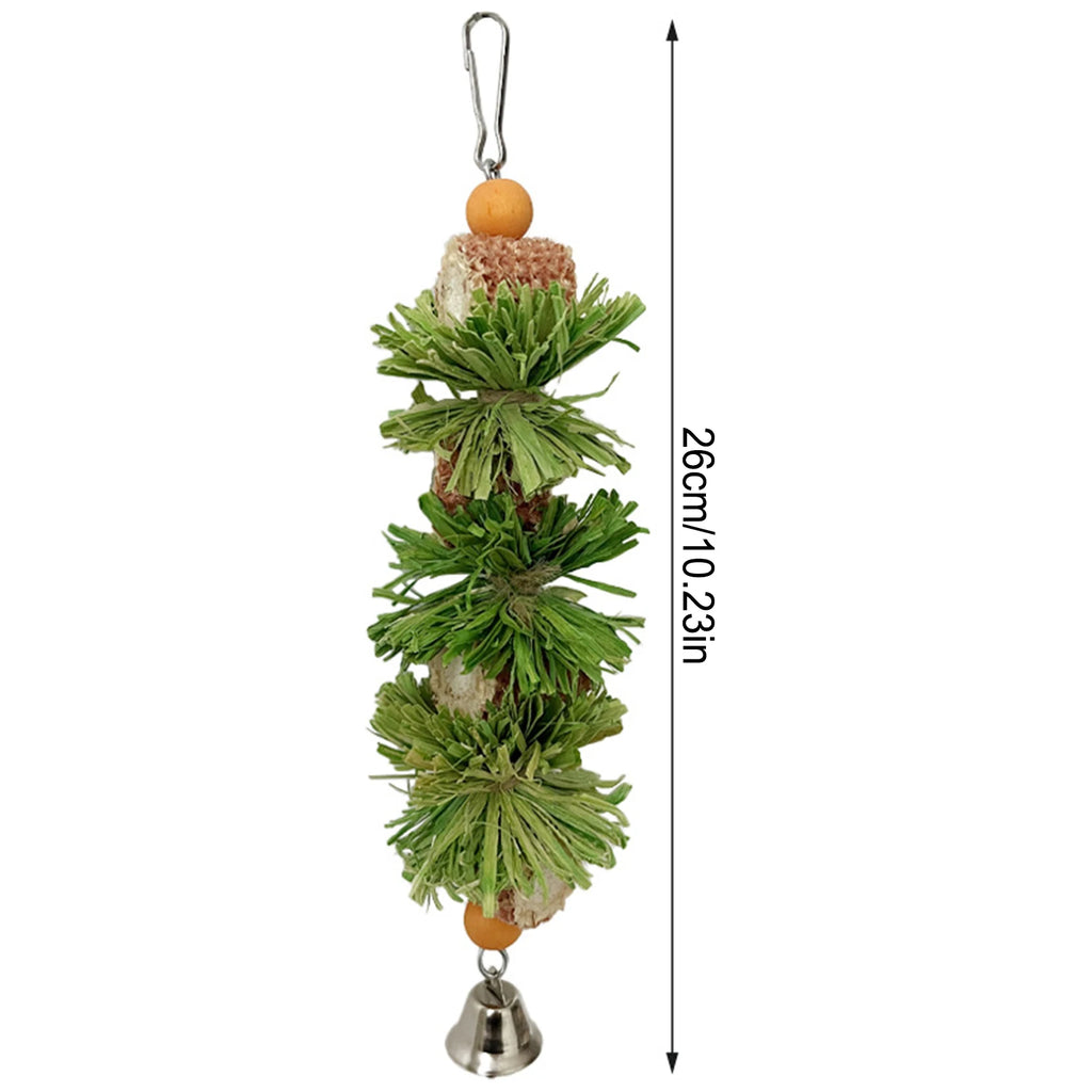 Parrot Chew Toys Natural Corn Husk Ball and Cob String for Cockatiel Lovebird Budgie Cage Hanging Foraging Interactive Bird Toys