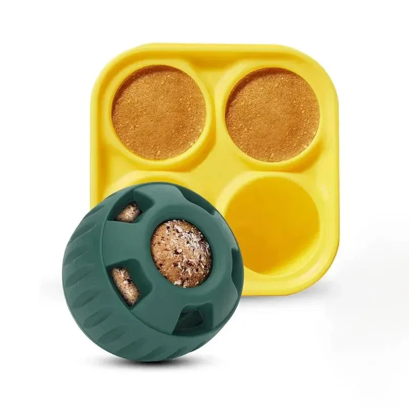 Durable Interactive Dog Ball Toy & Silicone Treat Mold, Slow Feeder Dog Toy for Medium Large Dogs 25-75lbs, Keep Pet Busy, Easy
