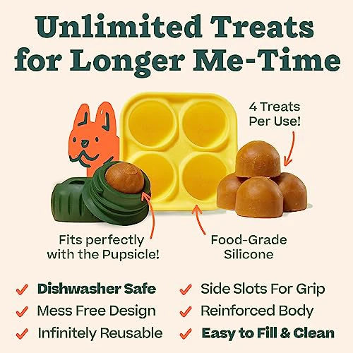 Durable Interactive Dog Ball Toy & Silicone Treat Mold, Slow Feeder Dog Toy for Medium Large Dogs 25-75lbs, Keep Pet Busy, Easy