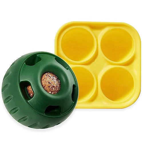Durable Interactive Dog Ball Toy & Silicone Treat Mold, Slow Feeder Dog Toy for Medium Large Dogs 25-75lbs, Keep Pet Busy, Easy