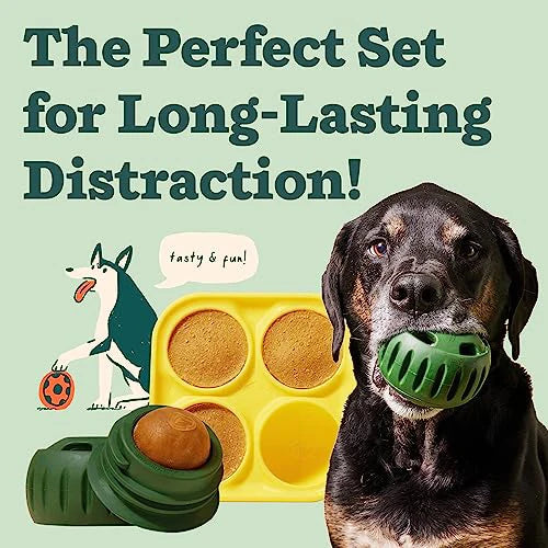Durable Interactive Dog Ball Toy & Silicone Treat Mold, Slow Feeder Dog Toy for Medium Large Dogs 25-75lbs, Keep Pet Busy, Easy