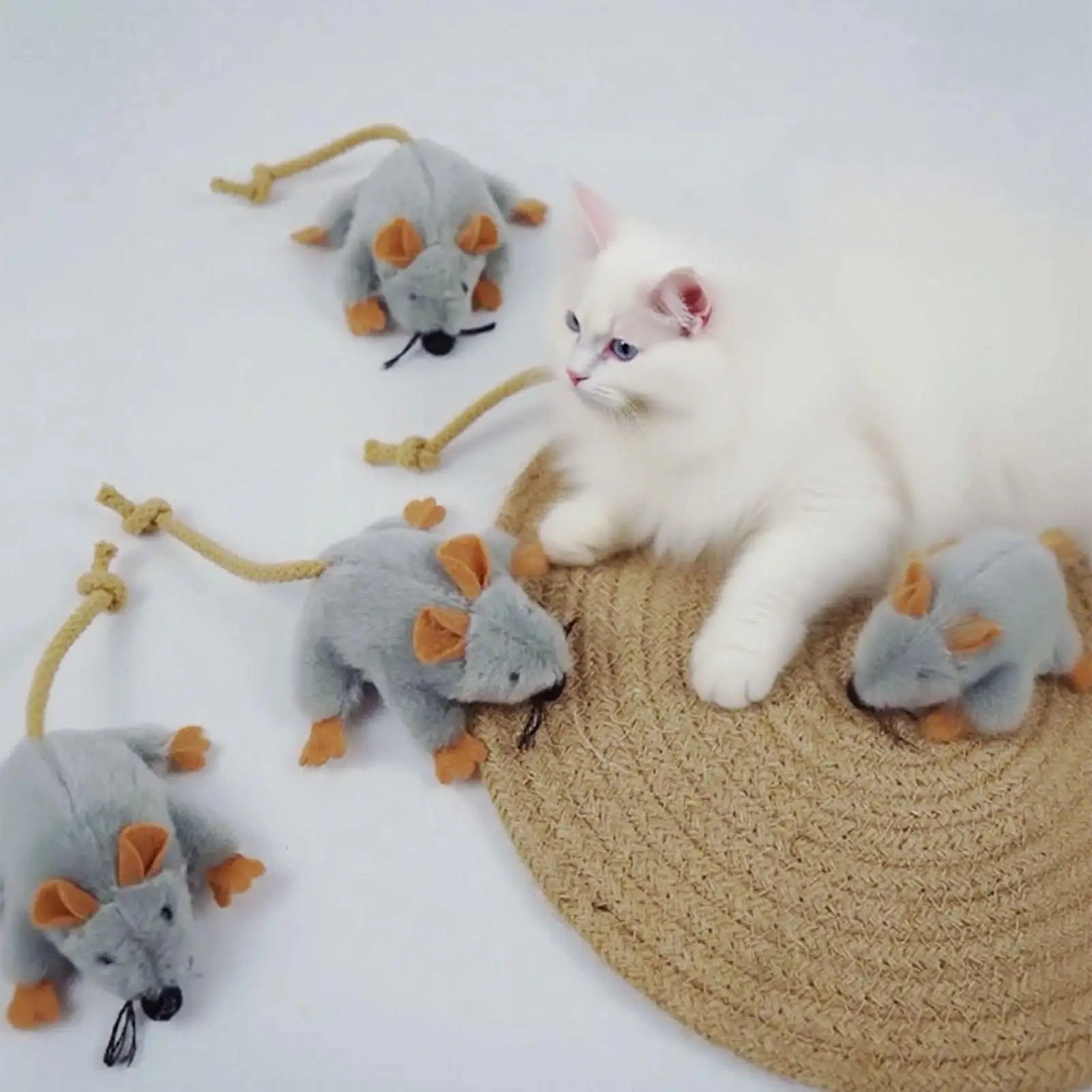 Plush Cat Toy Mouse Realistic Moving Tail with Sound Interactive Kitten Toys for Indoor Cats Hunting Game Play Pet Supplies