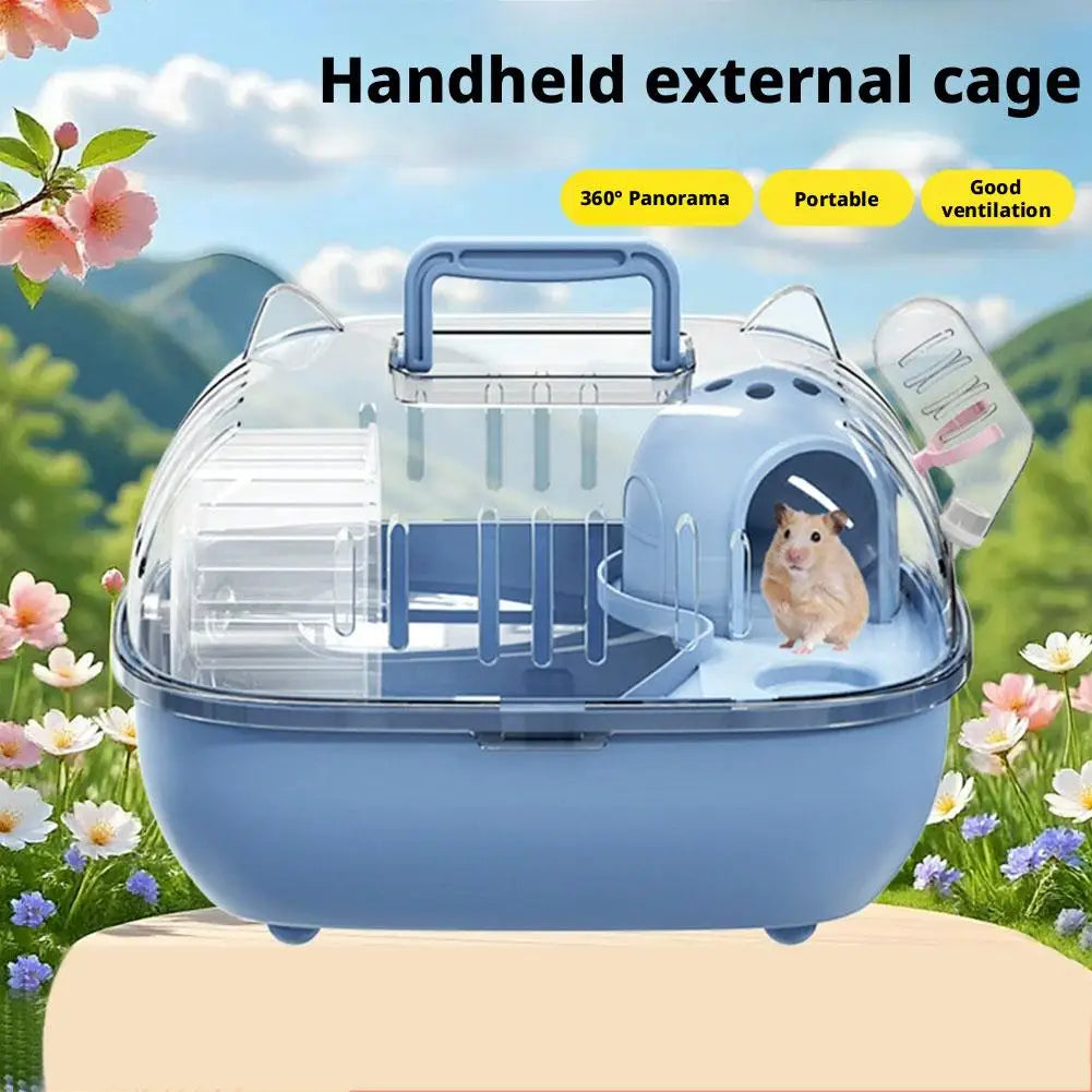 Transparent Hamster Carry Cage Breathable Portable Small Pet Carrier for Hamster Gerbil Outdoor Trip