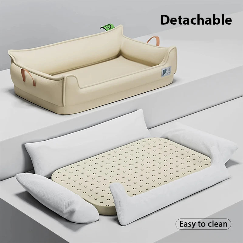 Orthopedic Leather Dog Bed Sofa – Detachable Rectangle Pet Bed with Non-Slip Bottom, Waterproof and Machine Washable for Ultima