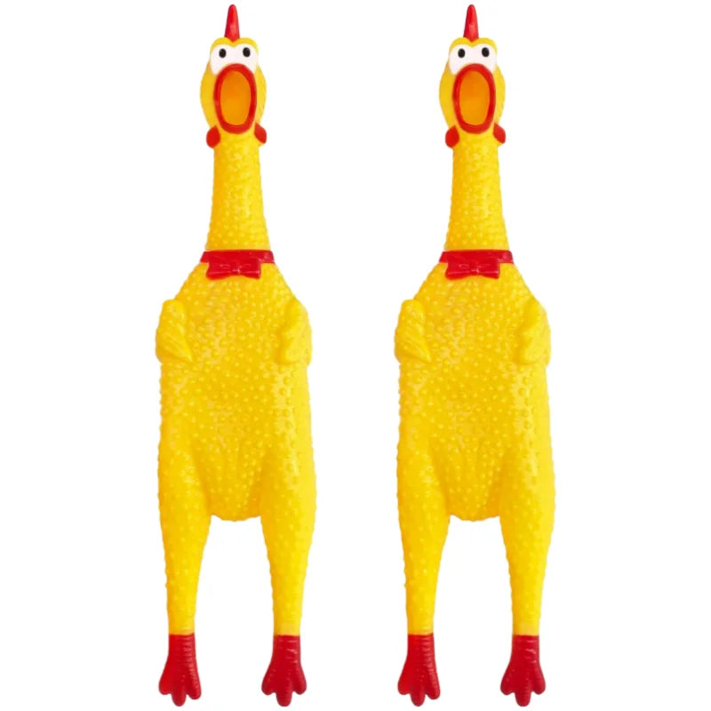 2 Pcs Screaming Chicken Dog Toy Latex Squeaky Chew Toy Bite Resistant Molar Interactive Training Pet Vent Toy