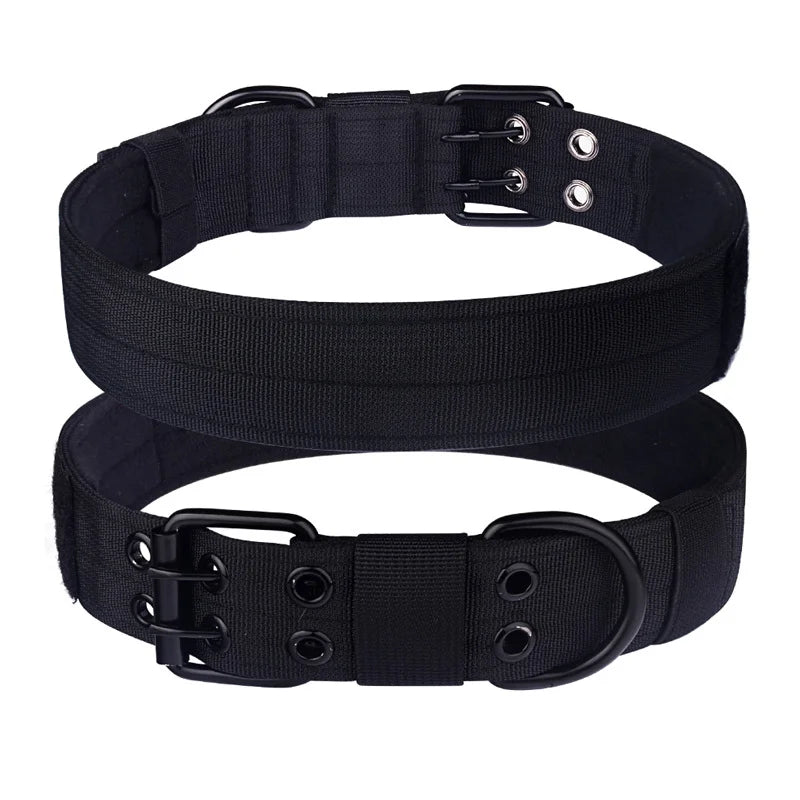 Tactical Dog Collar, Heavy Duty Nylon Dog Collar with Double Buckle, Adjustable Military Dog Collar for Medium Large Dogs