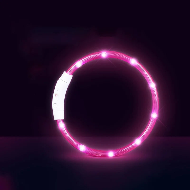 Pet Dog Cat LED Light Collar Luminous Anti-Lost Dog Collar USB Rechargeable Dog Necklace Collar Night Identification Collar