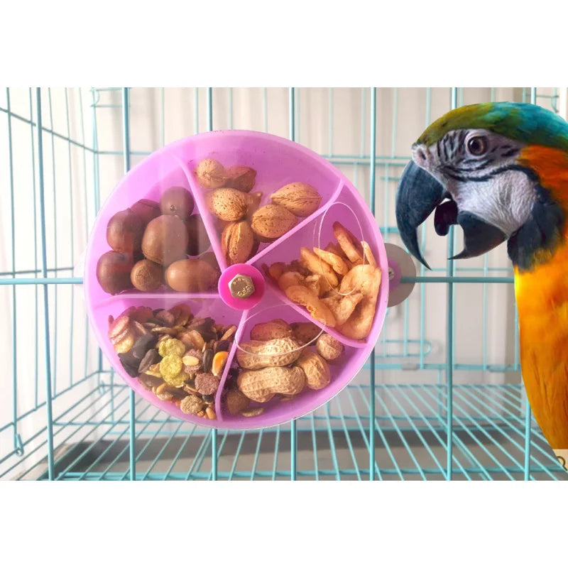 Compartment Food Container Parrot Chewing Toy Bird Toy Wheel Cake Foraging Device Interactive Food Retrieval Toy Foraging Ball