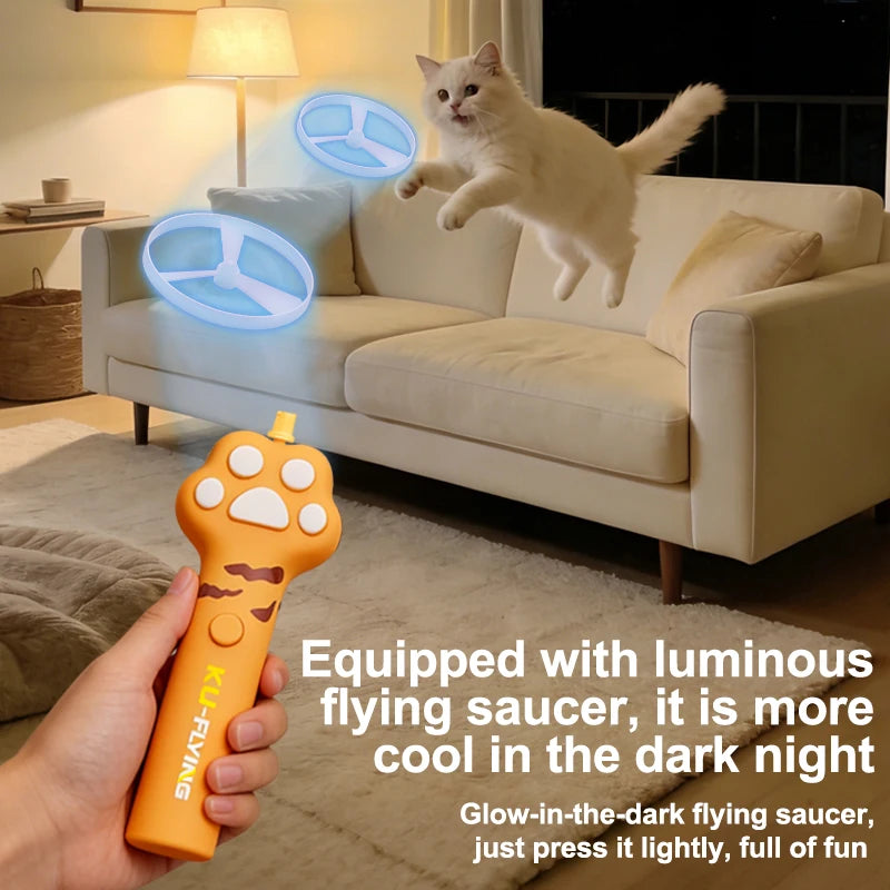 Funny Cat Toy Interactive Launch Pet Training Toy For Kitten Mini Flying Disc Shooting Gun Chasing Games Cat Toys Pet Supplies