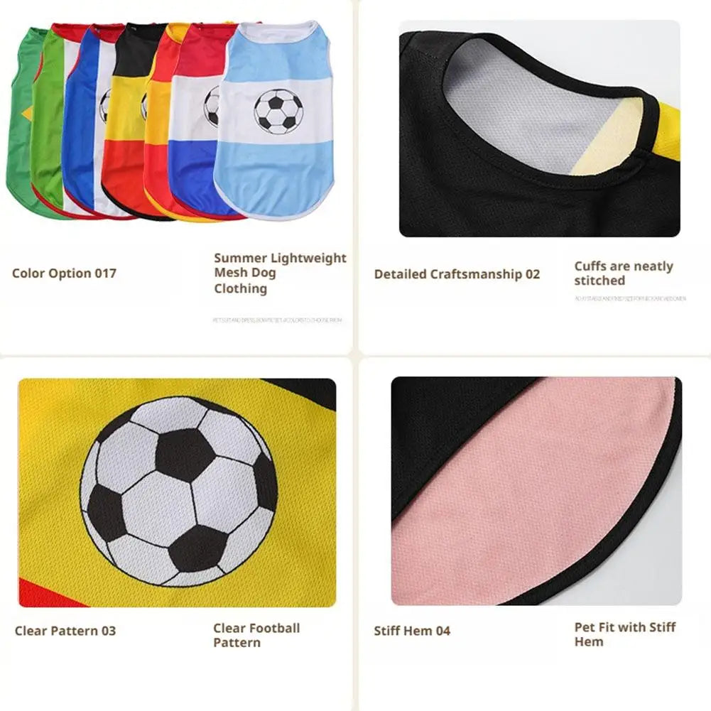 Pet Dog Clothes Football Jersey Dog Shirt Outfit National Flag Design Breathable Mesh Dog Vest for Small Medium Dogs Summer