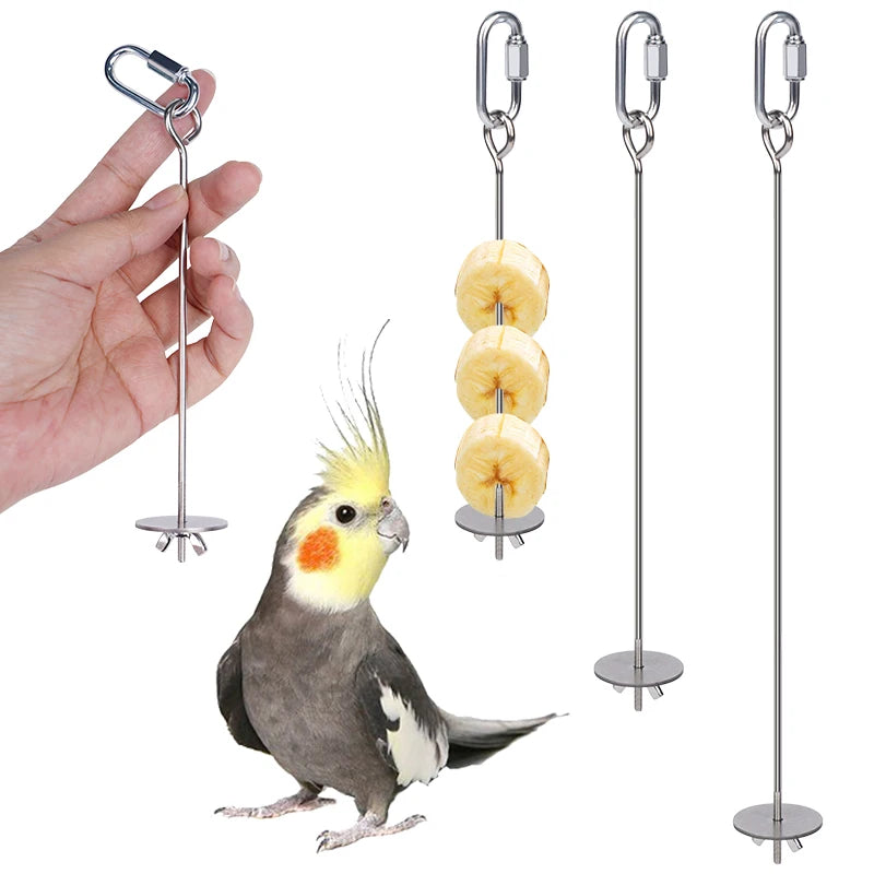 1/2pcs Parrot Stainless Steel Fruit Fork Toy Bird Cage Supplies Fruit Bird Feeder Pet Parrot Accessories Pet Bird Supplies