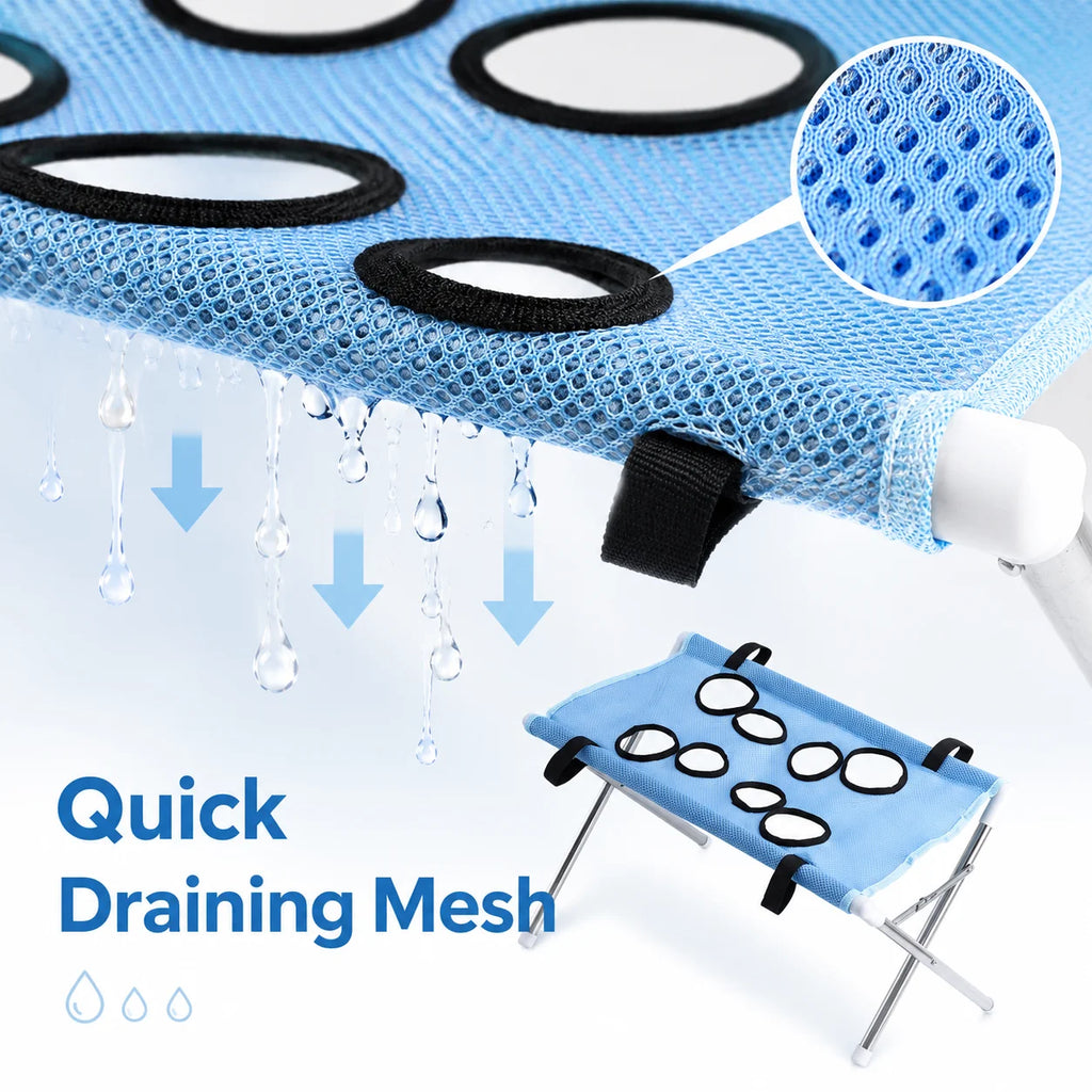 Pet Bathing Hammock Stand Foldable Dog Cat Grooming Drying Table Breathable Mesh Bath Helper for Small Pets