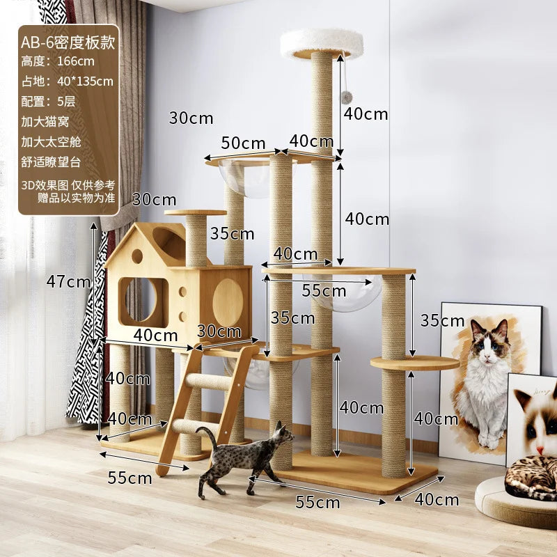 Multi-Level Cat Condo Large Cats Tree Plush Hammock Cat Tower with Scratching Posts Cat Tree House Cats Toys Accessories for