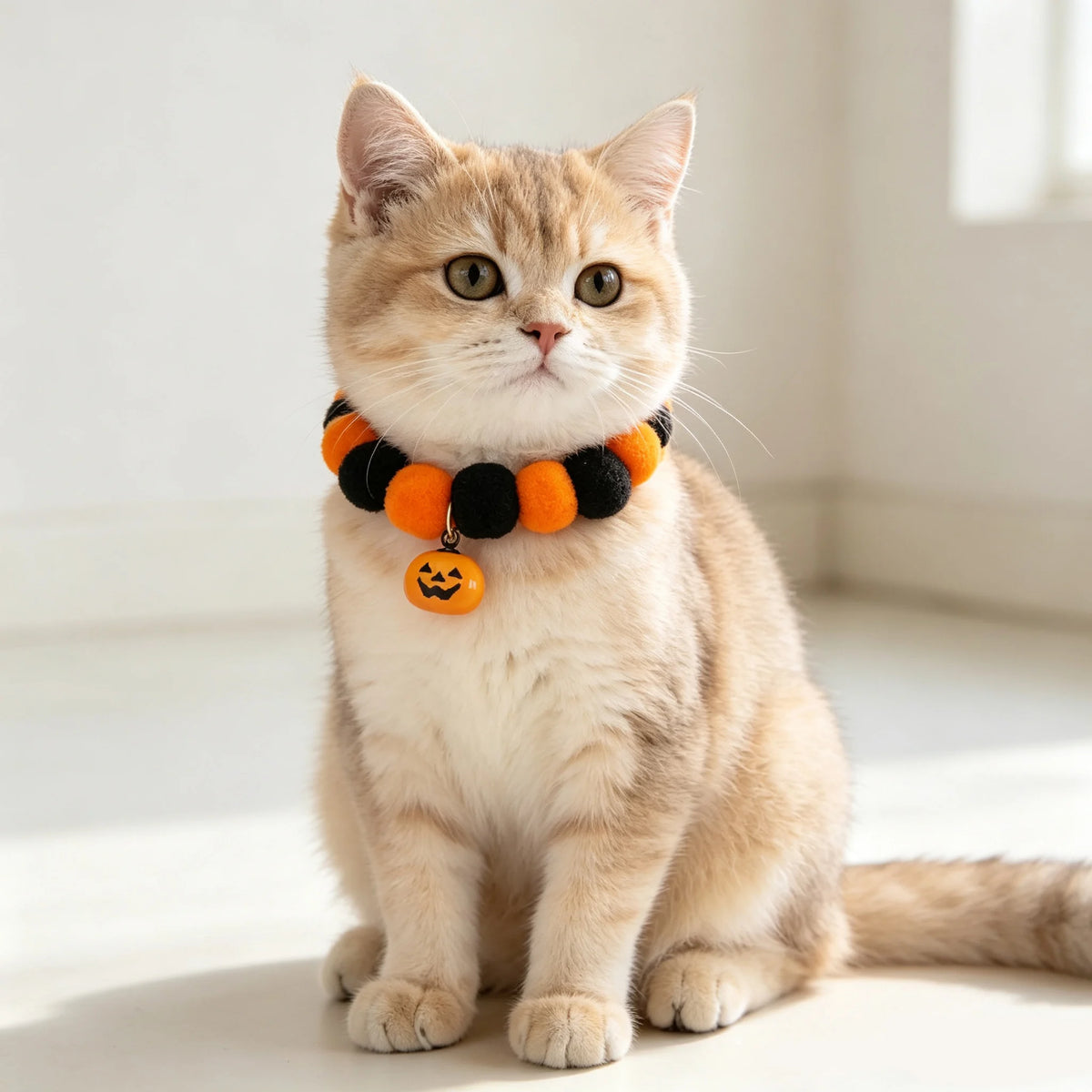 Halloween Pet Collar for Cats Dogs Pumpkin Bell Cute Collar Halloween Costume Accessories for Small Pets Party Decoration