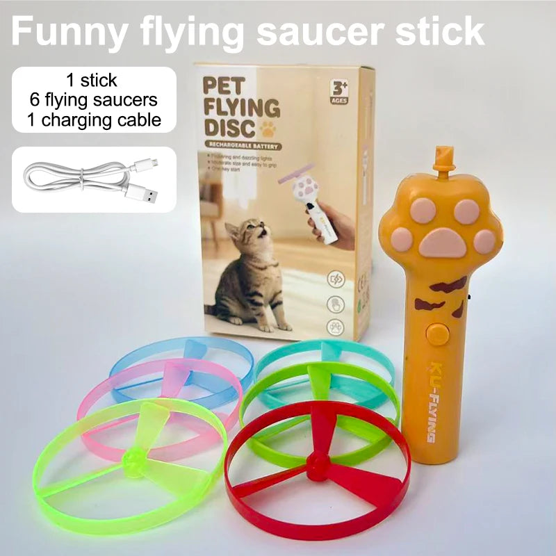 Funny Cat Toy Interactive Launch Pet Training Toy For Kitten Mini Flying Disc Shooting Gun Chasing Games Cat Toys Pet Supplies