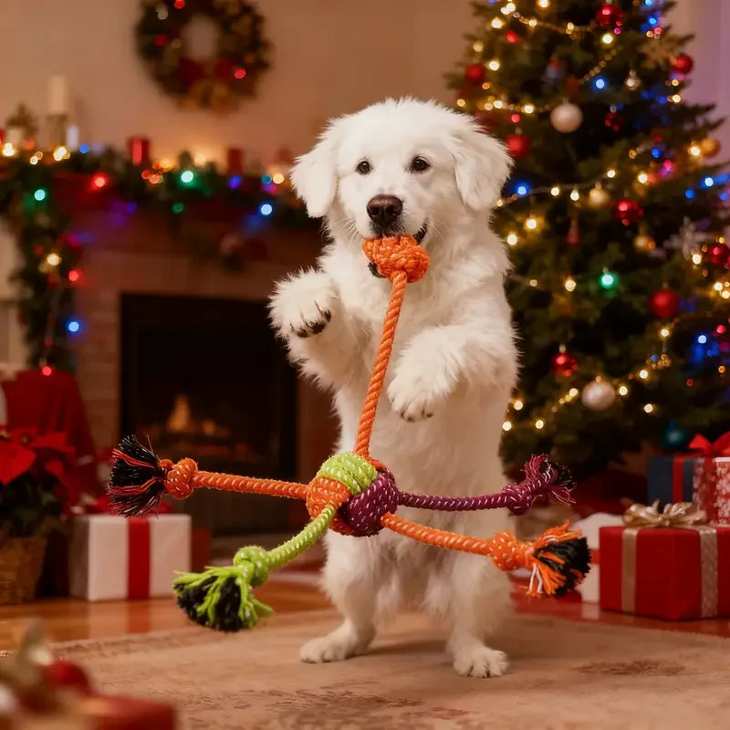 Durable Dog Rope Toy Teeth Cleaning Pet Interactive Chewing Dog Toy Outdoor Training Puppy  Bone Knot Rope Pet Products