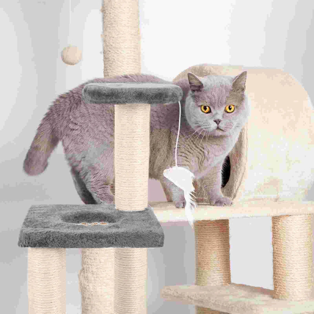 Cat Tree Towers Climbing Frame Trees One-piece & Wear-resistant Scratching Pole Light Grey Comfortable Kitten Scratcher Pet