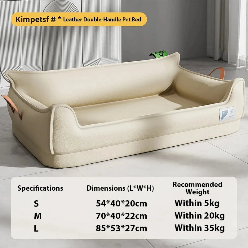 Orthopedic Leather Dog Bed Sofa – Detachable Rectangle Pet Bed with Non-Slip Bottom, Waterproof and Machine Washable for Ultima