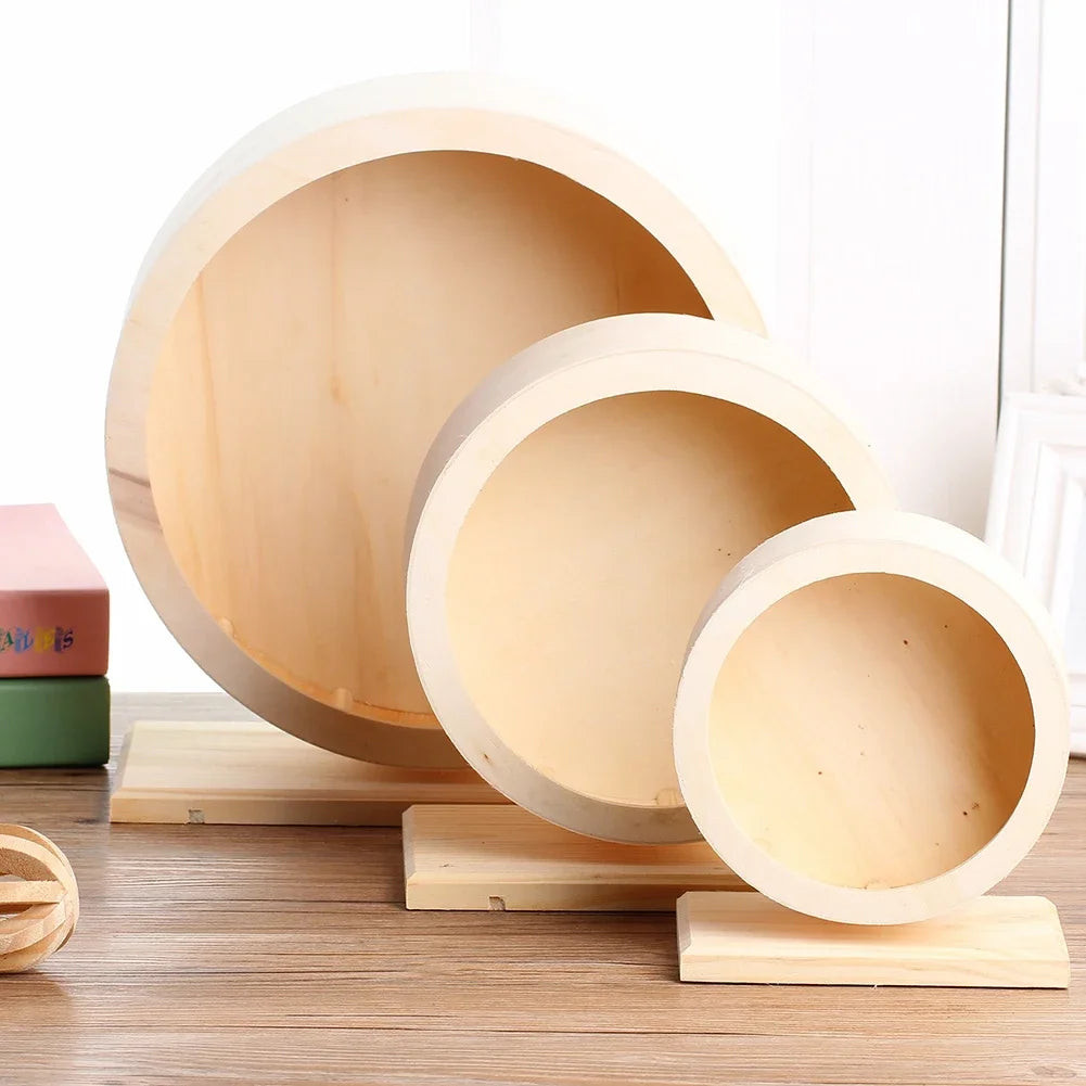 Natural Wood Hamster Wheel Running Toy Roller Exercise Wheel for Small Pets Sports Wheel Accessory for Hamsters