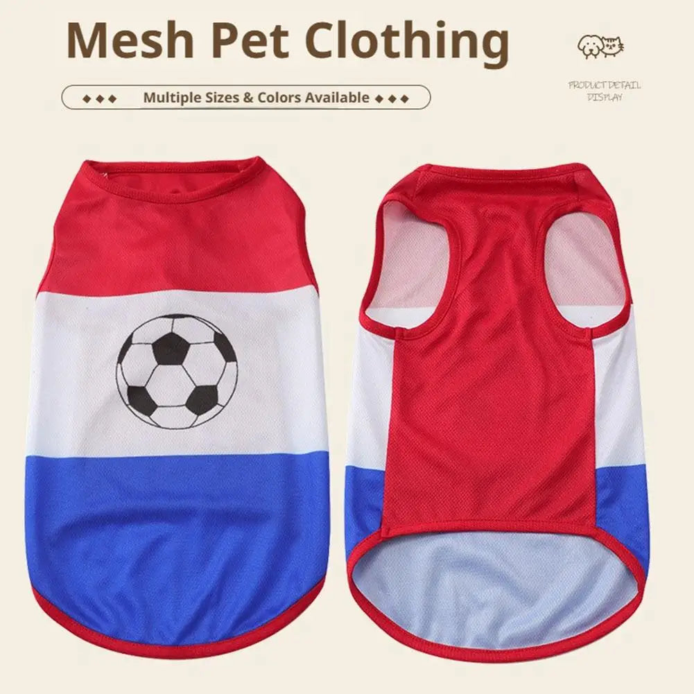 Pet Dog Clothes Football Jersey Dog Shirt Outfit National Flag Design Breathable Mesh Dog Vest for Small Medium Dogs Summer