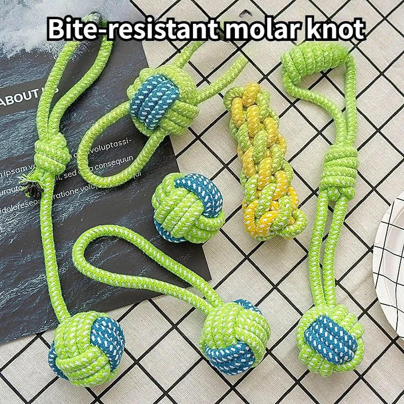 Dog Toy Rope Ball Toy for Dogs Training Toy for Dogs Teeth Cleaning Tug Toy Interactive Knot Rope Resistant To Biting Molars