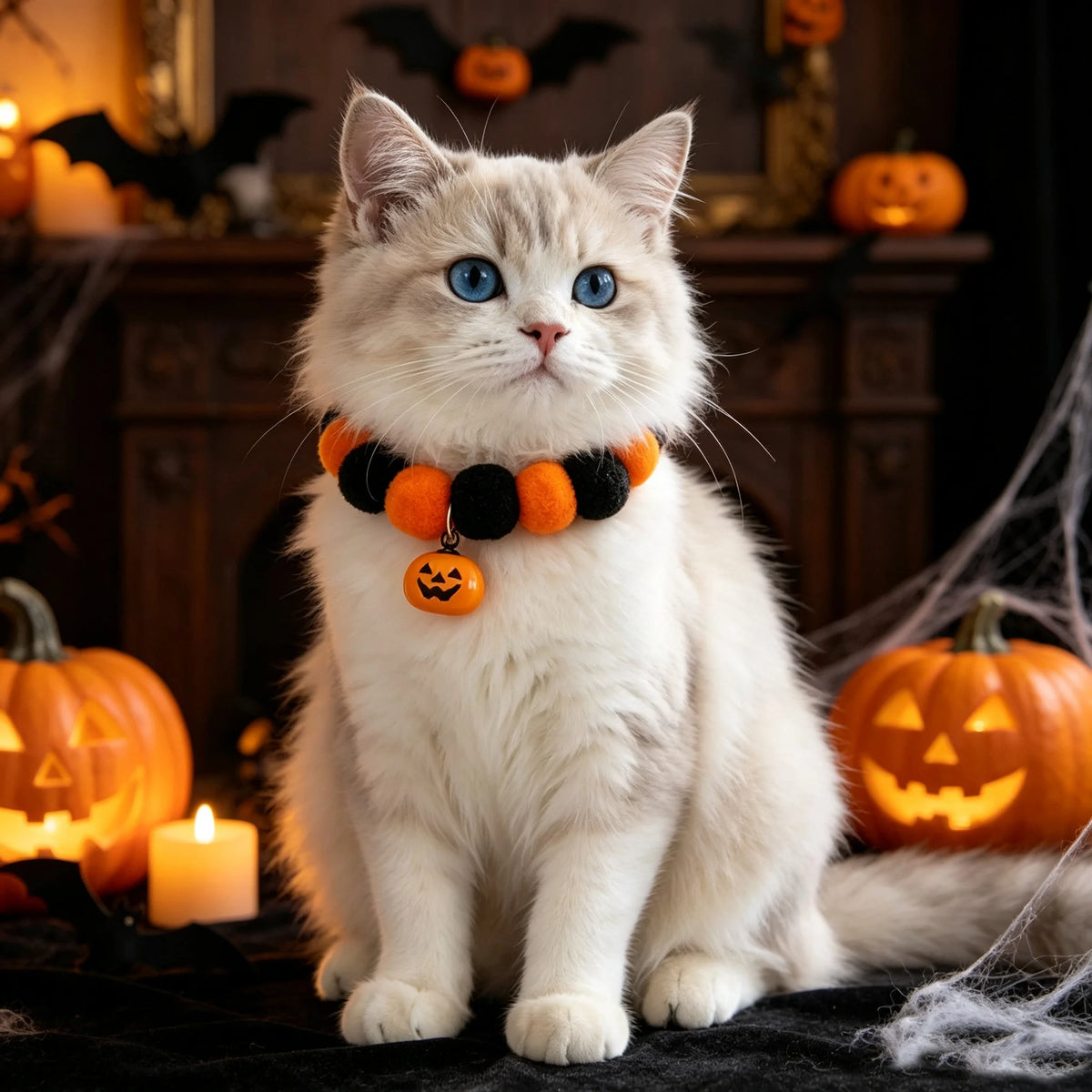 Halloween Pet Collar for Cats Dogs Pumpkin Bell Cute Collar Halloween Costume Accessories for Small Pets Party Decoration