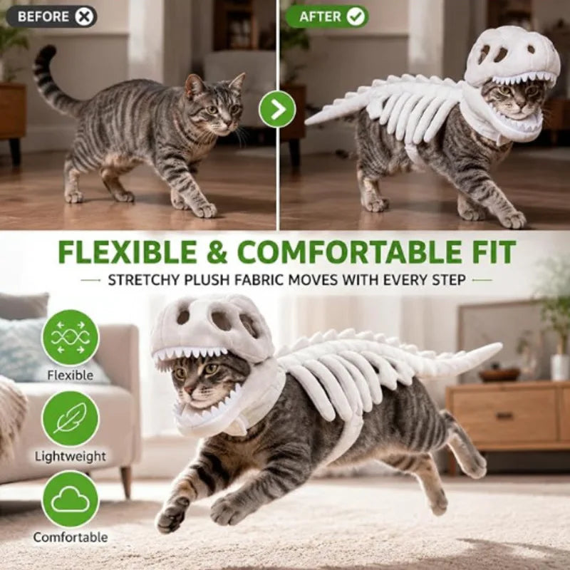 Dinosaur Skeleton Pet Costume Dog Cat Clothes Pink Puppy Clothing Funny Cosplay Outfit Small Dogs Cats Party Supplies
