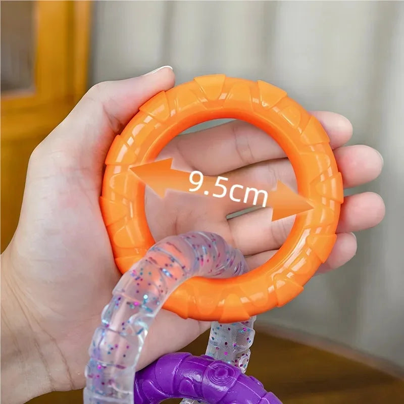 Interactive 3-Ring Dog Tug Chew Toy TPR Tough Teeth Cleaning Play Toy Anti-bite Training Pet Toys For Puppy Medium Large Dogs