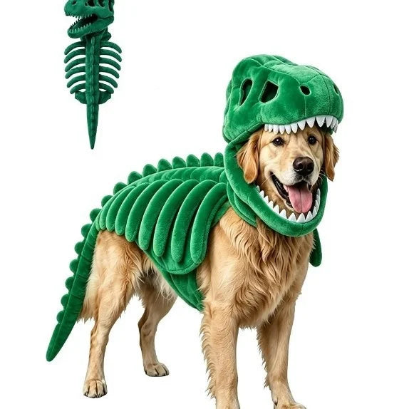 Dinosaur Skeleton Pet Costume Dog Cat Clothes Pink Puppy Clothing Funny Cosplay Outfit Small Dogs Cats Party Supplies