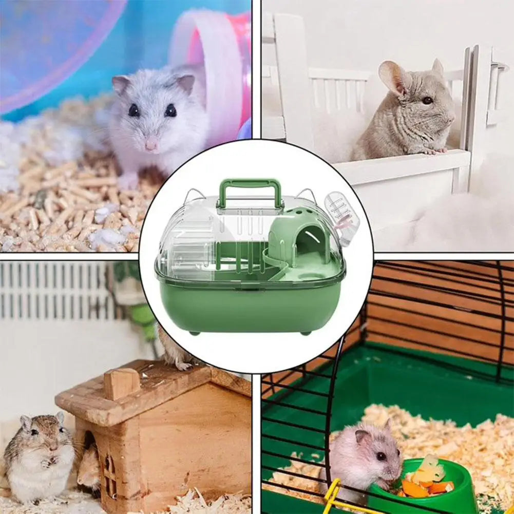 Transparent Hamster Carry Cage Breathable Portable Small Pet Carrier for Hamster Gerbil Outdoor Trip