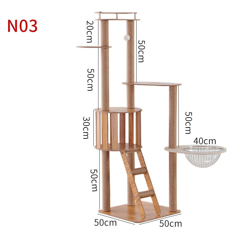 Multi-Level Cat Condo Large Cats Tree Plush Hammock Cat Tower with Scratching Posts Cat Tree House Cats Toys Accessories for