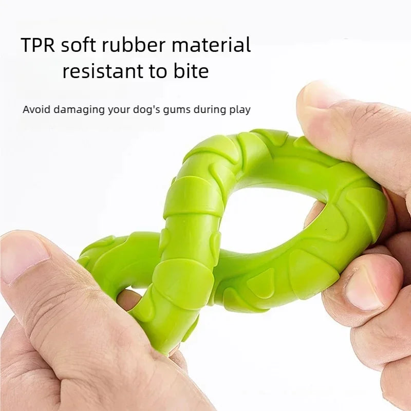Interactive 3-Ring Dog Tug Chew Toy TPR Tough Teeth Cleaning Play Toy Anti-bite Training Pet Toys For Puppy Medium Large Dogs