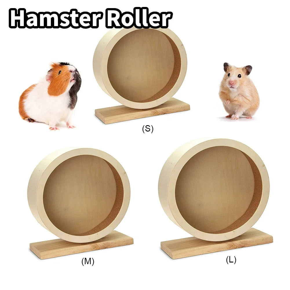 Natural Wood Hamster Wheel Running Toy Roller Exercise Wheel for Small Pets Sports Wheel Accessory for Hamsters