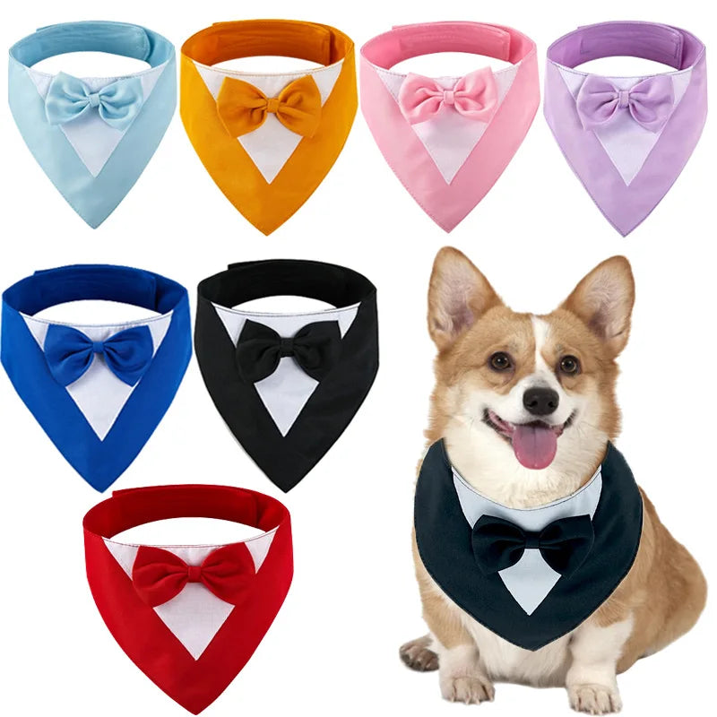Adjustable Formal Dog Bow Tie Bandana Cute Pet Triangle Bib Scarf for Dogs And Cats Wedding Birthday Party Pet Costume Accessory