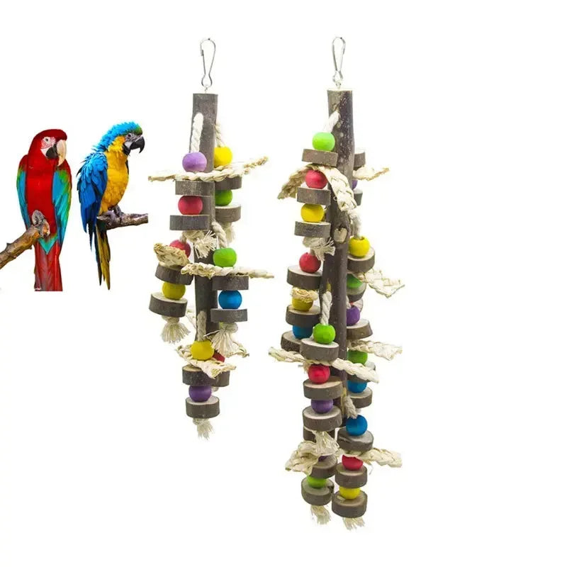 Parrot Bite Toys Wooden Natural Medium To Large Parrot Supplies Bird Cage Accessories Bird Toys Parrot Accessories