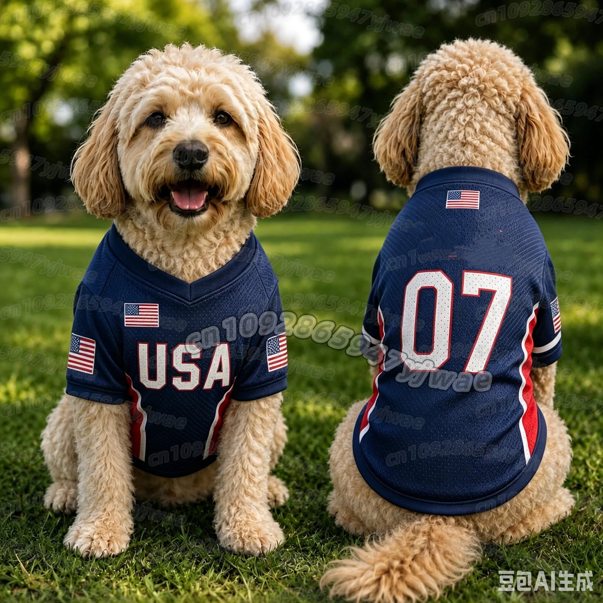 Summer Dog Clothes USA  print Basketball Clothes Puppy T-SHIRT  Summer Pet Cat T-SHIRT  soccer fans Dogs